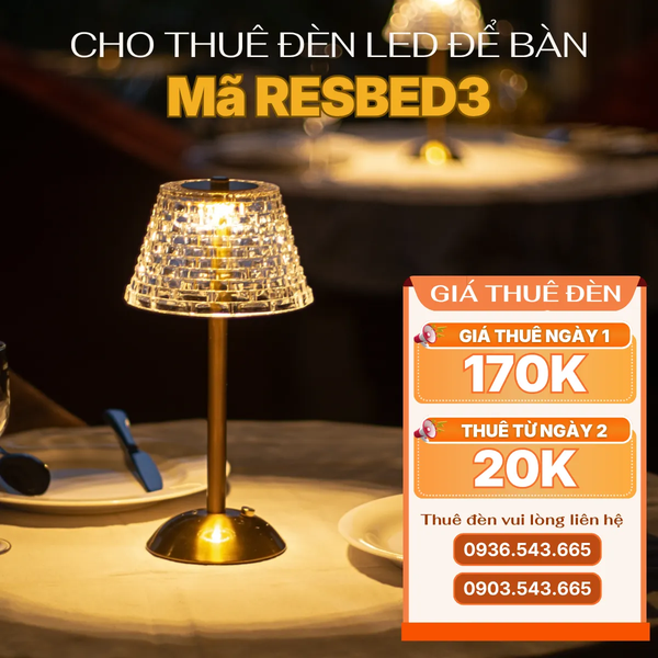 Cho Thuê Đèn Trang Trí Bàn Tiệc Mã RESBED3 | Chạm Cảm Ứng | Điều Chỉnh Độ Sáng