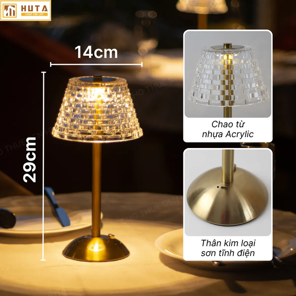 Cho Thuê Đèn Trang Trí Bàn Tiệc Mã RESBED3 | Chạm Cảm Ứng | Điều Chỉnh Độ Sáng