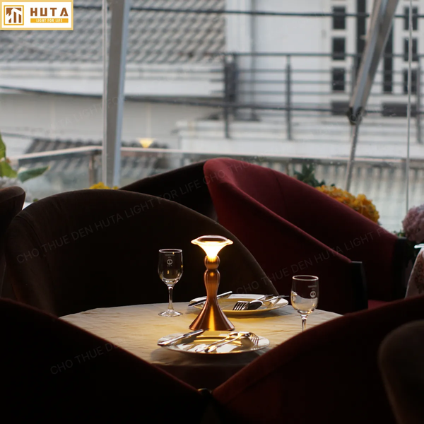 Cho Thuê Đèn Bàn Trang Trí Sự Kiện Mã RESCUP | Điều Chỉnh Độ Sáng | Pin Sạc Tích Điện