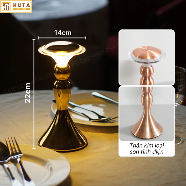 Cho Thuê Đèn Bàn Trang Trí Sự Kiện Mã RESCUP | Điều Chỉnh Độ Sáng | Pin Sạc Tích Điện