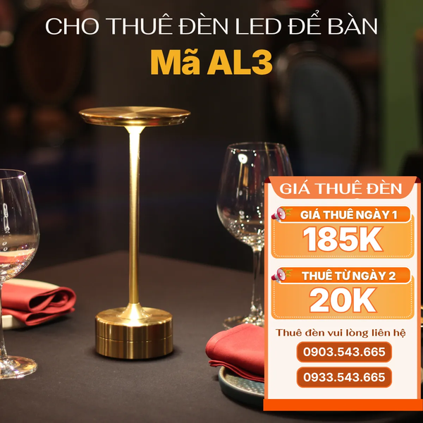 Cho Thuê Đèn Bàn Cảm Ứng Mã AL3 | Điều Chỉnh Độ Sáng | Decor Sự Kiện