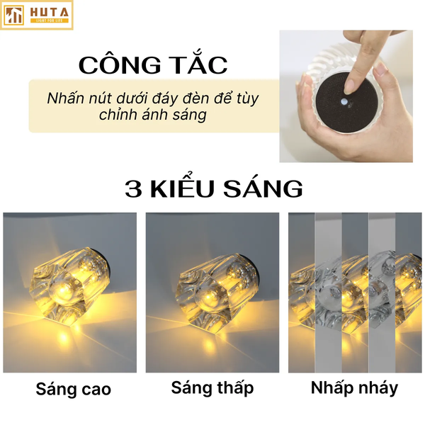 Cho Thuê Đèn Bàn Trang Trí Tiệc Mã PLCOC | Ba Kiểu Ánh Sáng | Thiết Kế Sang Trọng