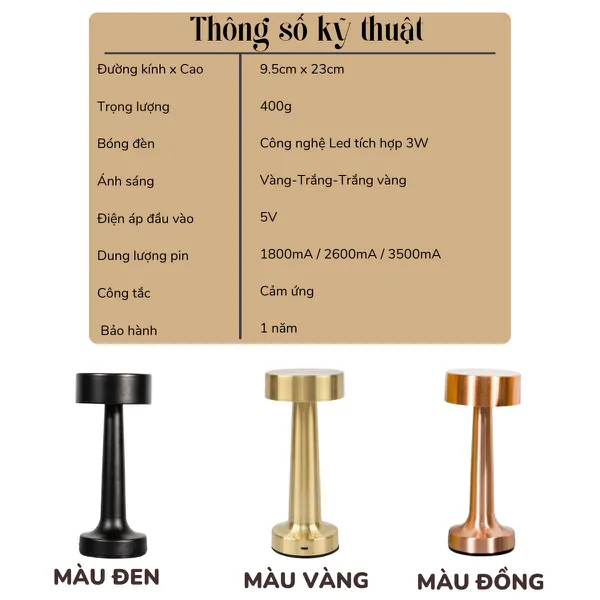 Cho Thuê Đèn Bàn Cảm Ứng  Mã RESTRU
