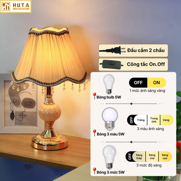 Cho Thuê Đèn Ngủ Thân Kim Loại Mã CD1 | Điều Chỉnh Độ Sáng | Decor Không Gian