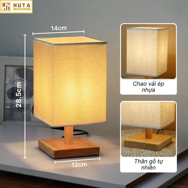 Cho Thuê Đèn Ngủ Thân Gỗ Mã G3 | Thiết Kế Vintage | Decor Không Gian