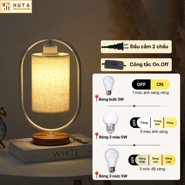 Cho Thuê Đèn Ngủ Thân Gỗ Mã G6 | Thiết Kế Vintage | Decor Không Gian