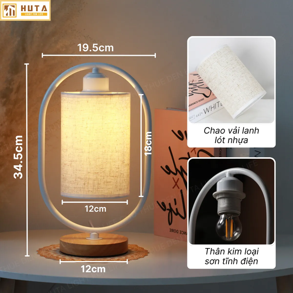 Cho Thuê Đèn Ngủ Thân Gỗ Mã G6 | Thiết Kế Vintage | Decor Không Gian