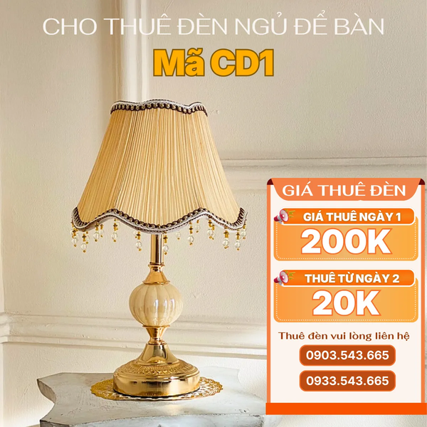 Cho Thuê Đèn Ngủ Thân Kim Loại Mã CD1 | Điều Chỉnh Độ Sáng | Decor Không Gian
