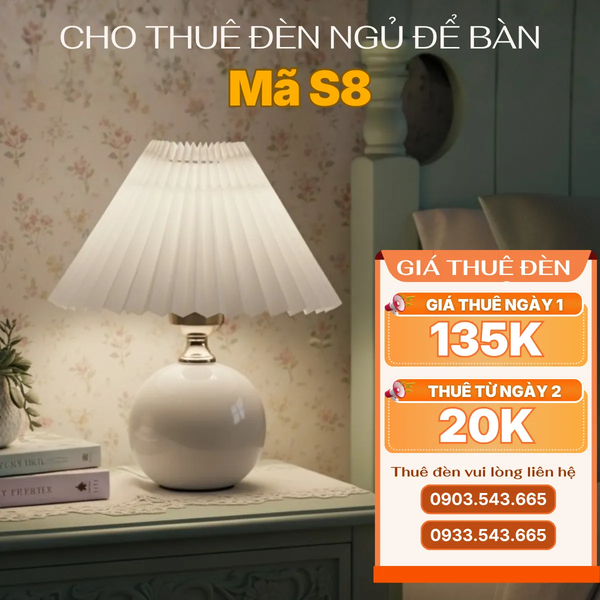Cho Thuê Đèn Ngủ Thân Gốm Sứ Mã S8 | Điều Chỉnh Độ Sáng | Ánh Sáng Vàng