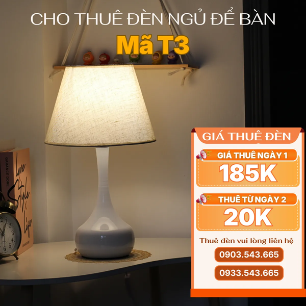 Cho Thuê Đèn Ngủ Thân Kim Loại Mã T3 | Điều Chỉnh Ánh Sáng | Decor Sự Kiện