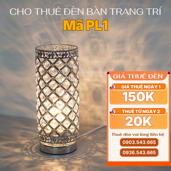 Cho Thuê Đèn Bàn Trang Trí Thân Kim Loại Mã PL1 | Thiết Kế Cổ Điển | Decor Không Gian 