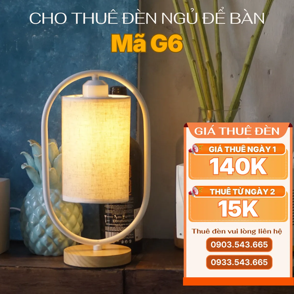 Cho Thuê Đèn Ngủ Thân Gỗ Mã G6 | Thiết Kế Vintage | Decor Không Gian