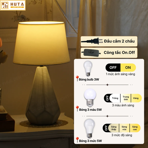 Cho Thuê Đèn Ngủ Thân Gốm Sứ Mã S15 | Điều Chỉnh Ánh Sáng | Trang Trí Sự Kiện