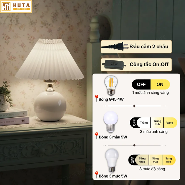 Cho Thuê Đèn Ngủ Thân Gốm Sứ Mã S8 | Điều Chỉnh Độ Sáng | Ánh Sáng Vàng