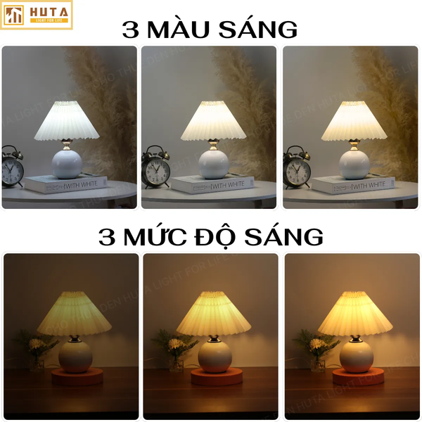 Cho Thuê Đèn Ngủ Thân Gốm Sứ Mã S8 | Điều Chỉnh Độ Sáng | Ánh Sáng Vàng