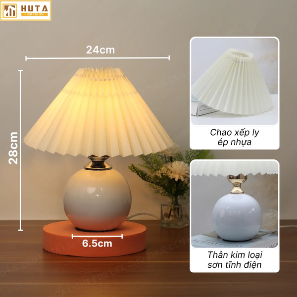 Cho Thuê Đèn Ngủ Thân Gốm Sứ Mã S8 | Điều Chỉnh Độ Sáng | Ánh Sáng Vàng