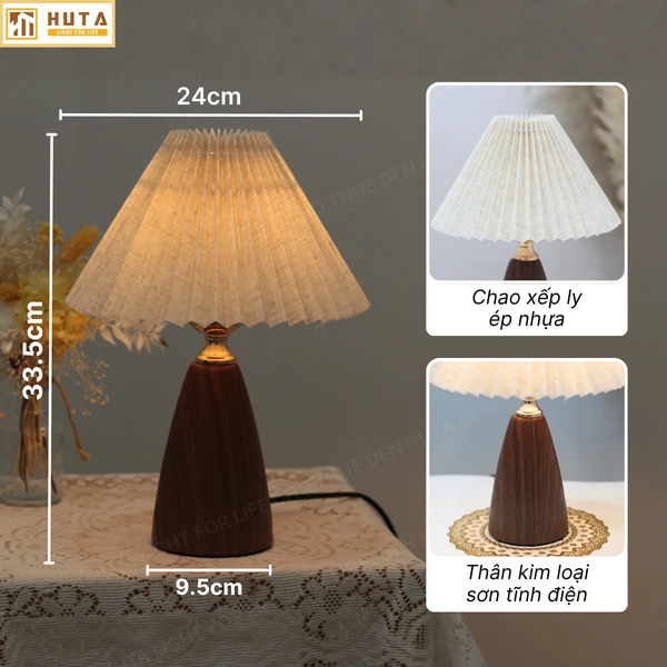 Cho Thuê Đèn Ngủ Thân Kim Loại Mã T10 | Decor Không Gian | Chao Xếp Ly