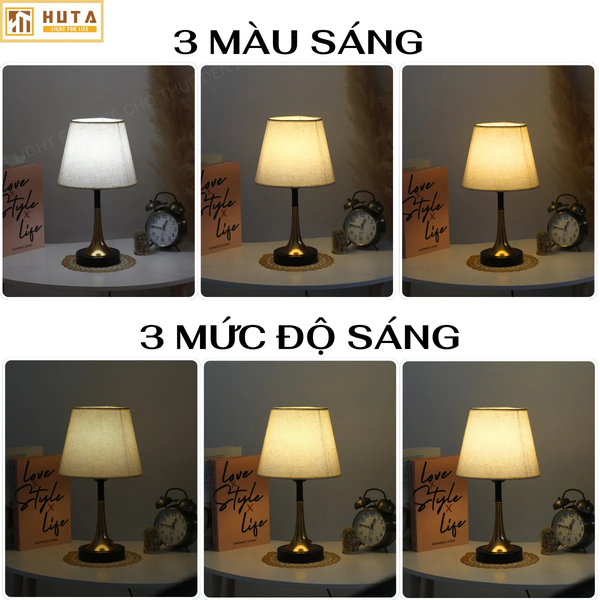 Cho Thuê Đèn Ngủ Thân Kim Loại Mã T5 | Decor Không Gian | Ba Màu Ánh Sáng