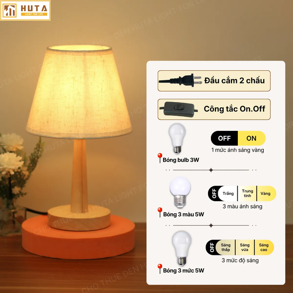 Cho Thuê Đèn Ngủ Thân Gỗ Mã G2 | Decor Không Gian | Thiết Kế Tối Giản