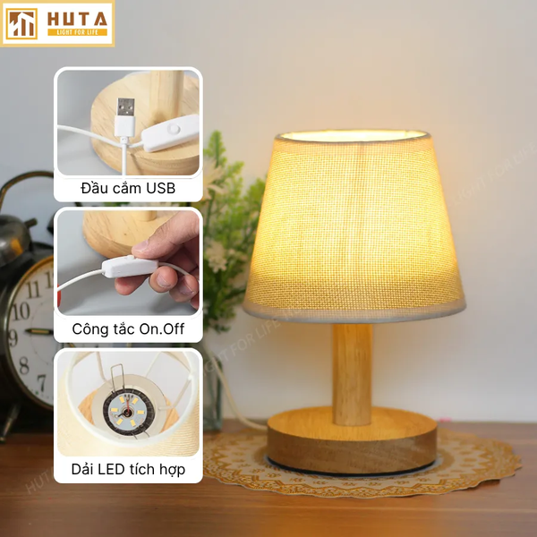 Cho Thuê Đèn Decor Thân Gỗ Mã G9 | Thiết Kế Nhỏ Gọn | Decor Sự Kiện