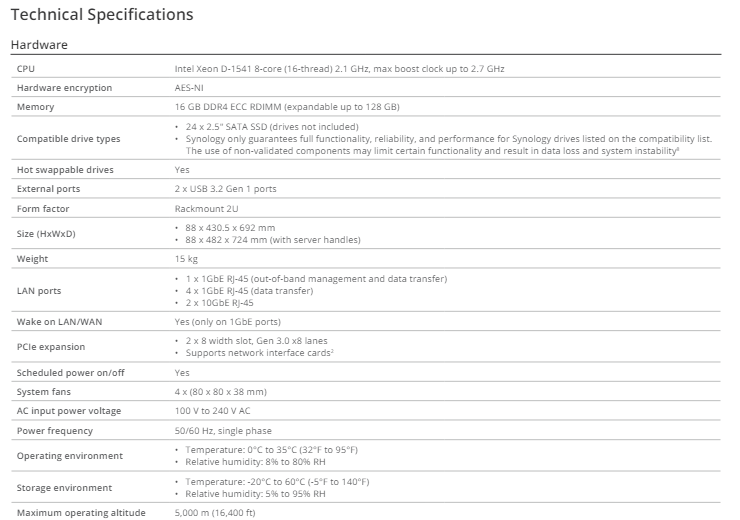 Thiết bị lưu trữ mạng NAS Synology FS3410 Thiết bị lưu trữ mạng NAS Synology FS3410