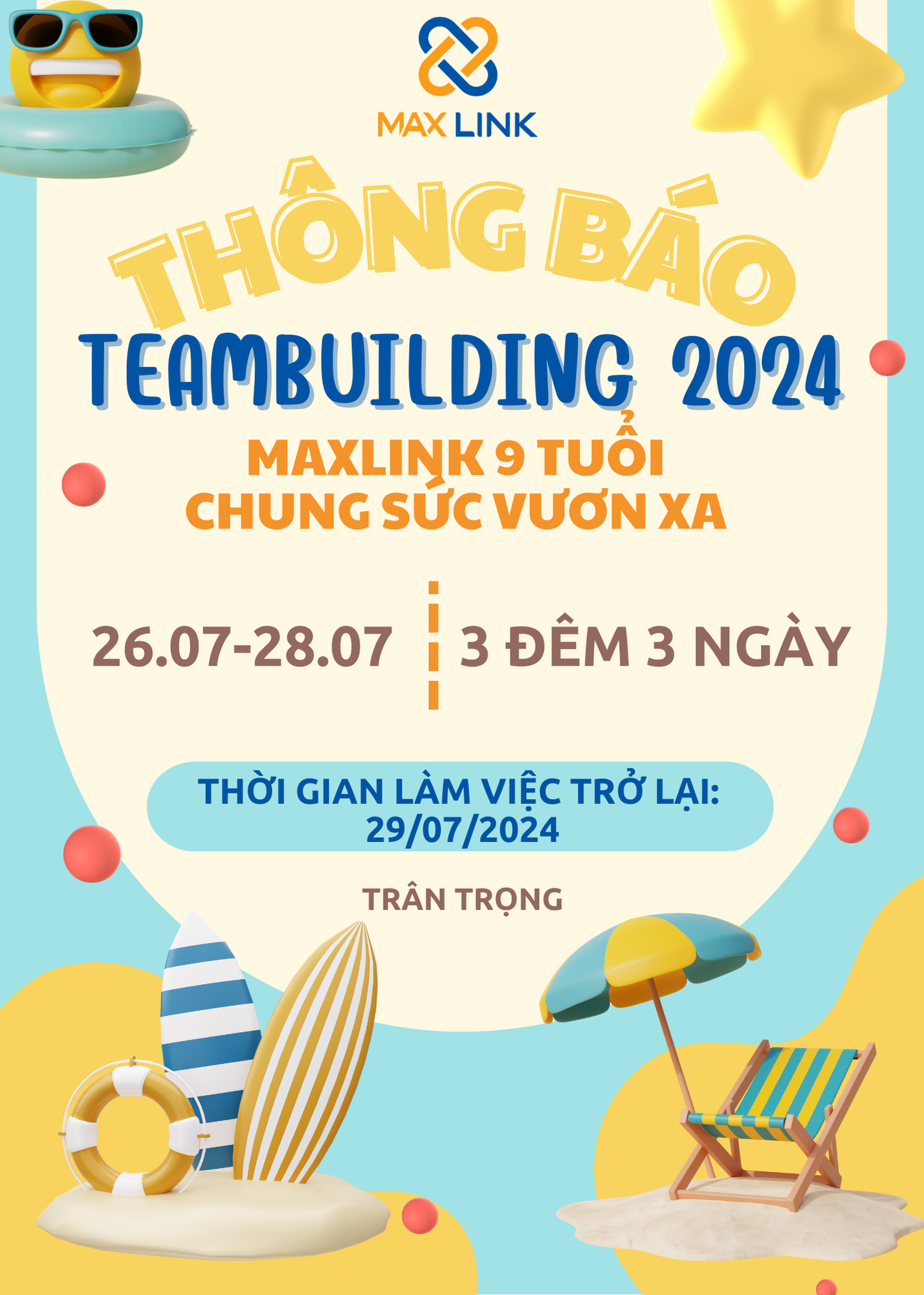 MaxLink Thông Báo Lịch Nghỉ Teambuilding 2024 MaxLink Thông Báo Lịch Nghỉ Teambuilding 2024