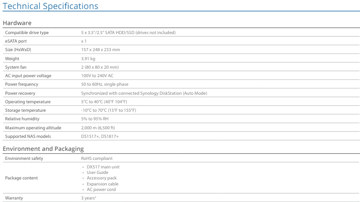Thiết bị mở rộng NAS Synology DX517 Thiết bị mở rộng NAS Synology DX517