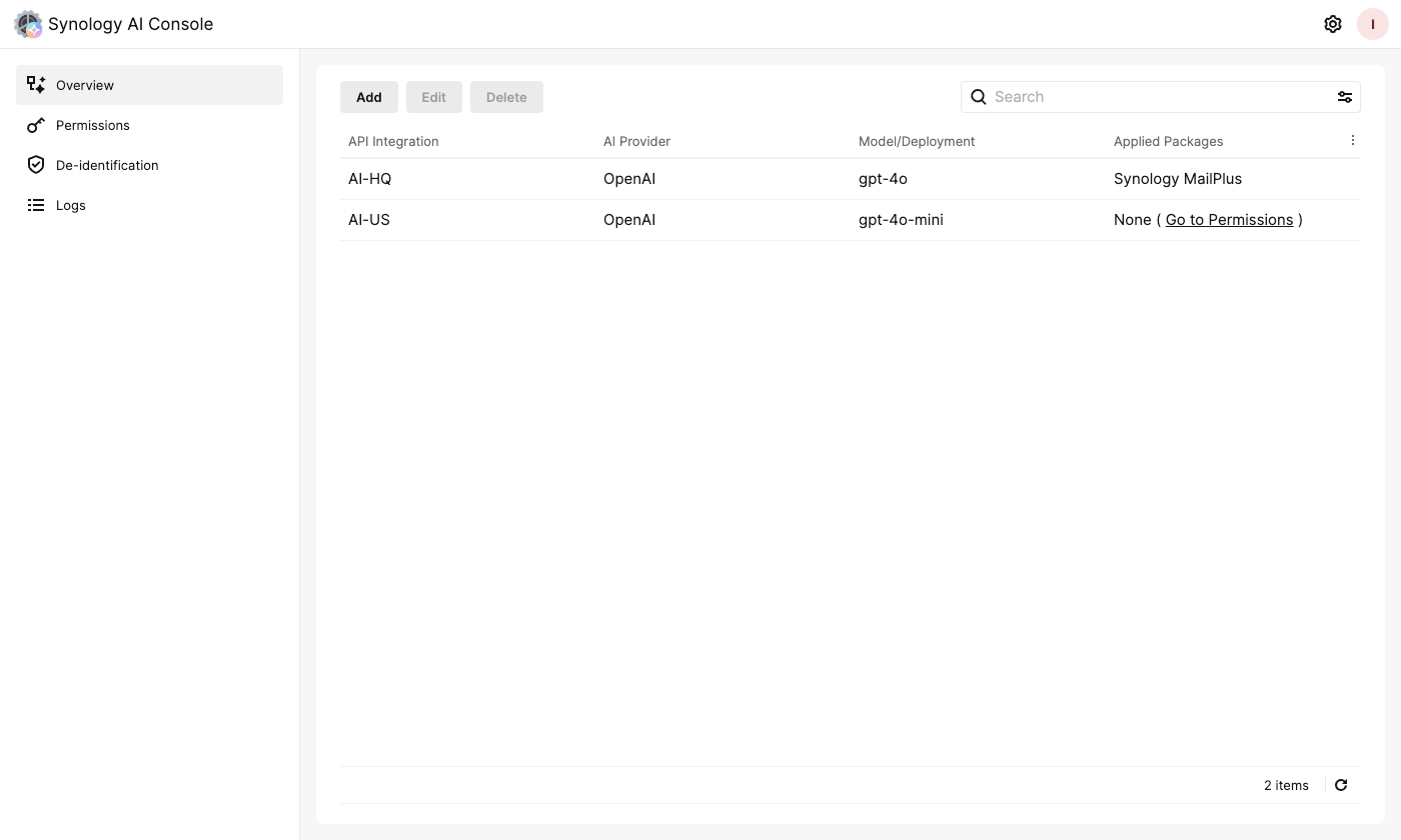 Synology AI Console Synology AI Console