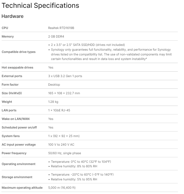 Thiết bị lưu trữ mạng NAS Synology DS223 Thiết bị lưu trữ mạng NAS Synology DS223