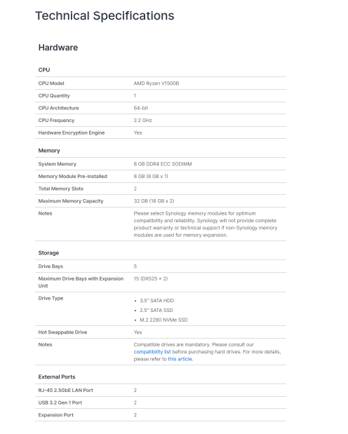 Thiết bị lưu trữ mạng NAS Synology DS1525+ Thiết bị lưu trữ mạng NAS Synology DS1525+