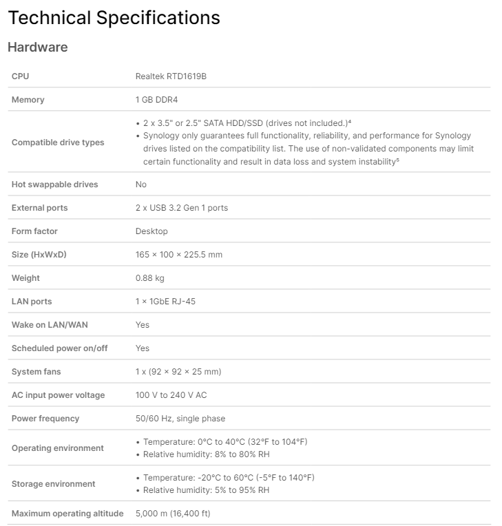 Thiết bị lưu trữ mạng NAS Synology DS223j Thiết bị lưu trữ mạng NAS Synology DS223j