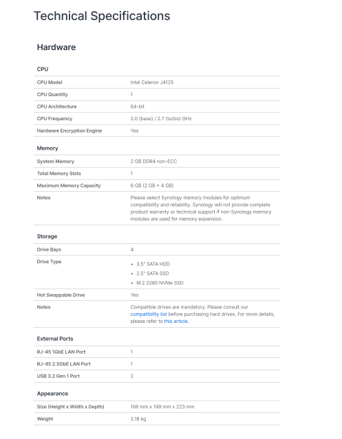 Thiết bị lưu trữ mạng NAS Synology DS425+ Thiết bị lưu trữ mạng NAS Synology DS425+