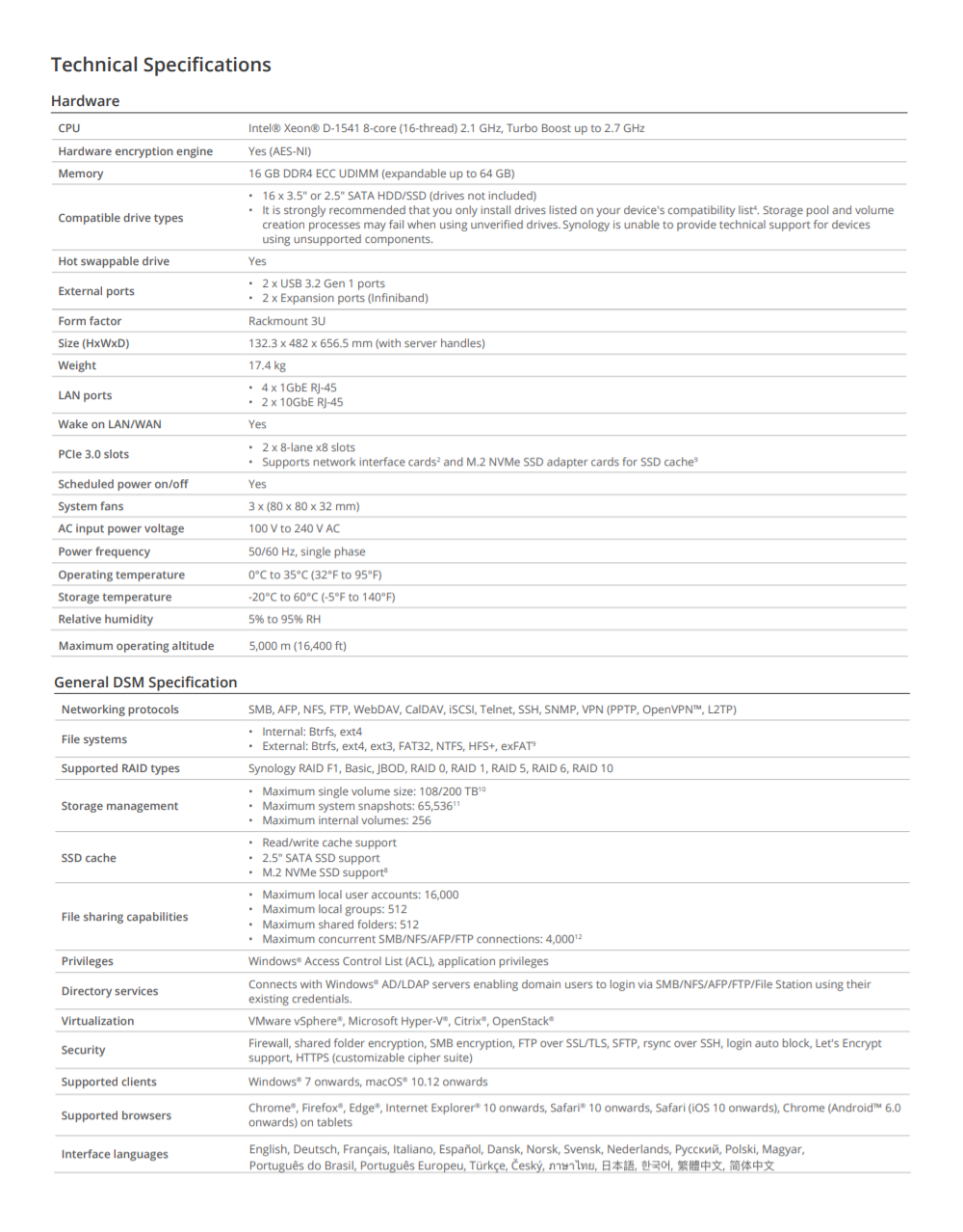 Thiết bị lưu trữ mạng NAS Synology RS4021xs+ Thiết bị lưu trữ mạng NAS Synology RS4021xs+