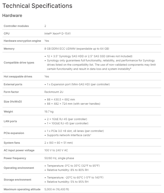 Thiết bị lưu trữ mạng NAS Synology SA3400D Thiết bị lưu trữ mạng NAS Synology SA3400D