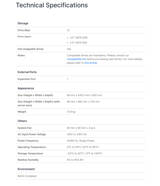 Thiết bị mở rộng NAS Synology RX1225RP Thiết bị mở rộng NAS Synology RX1225RP