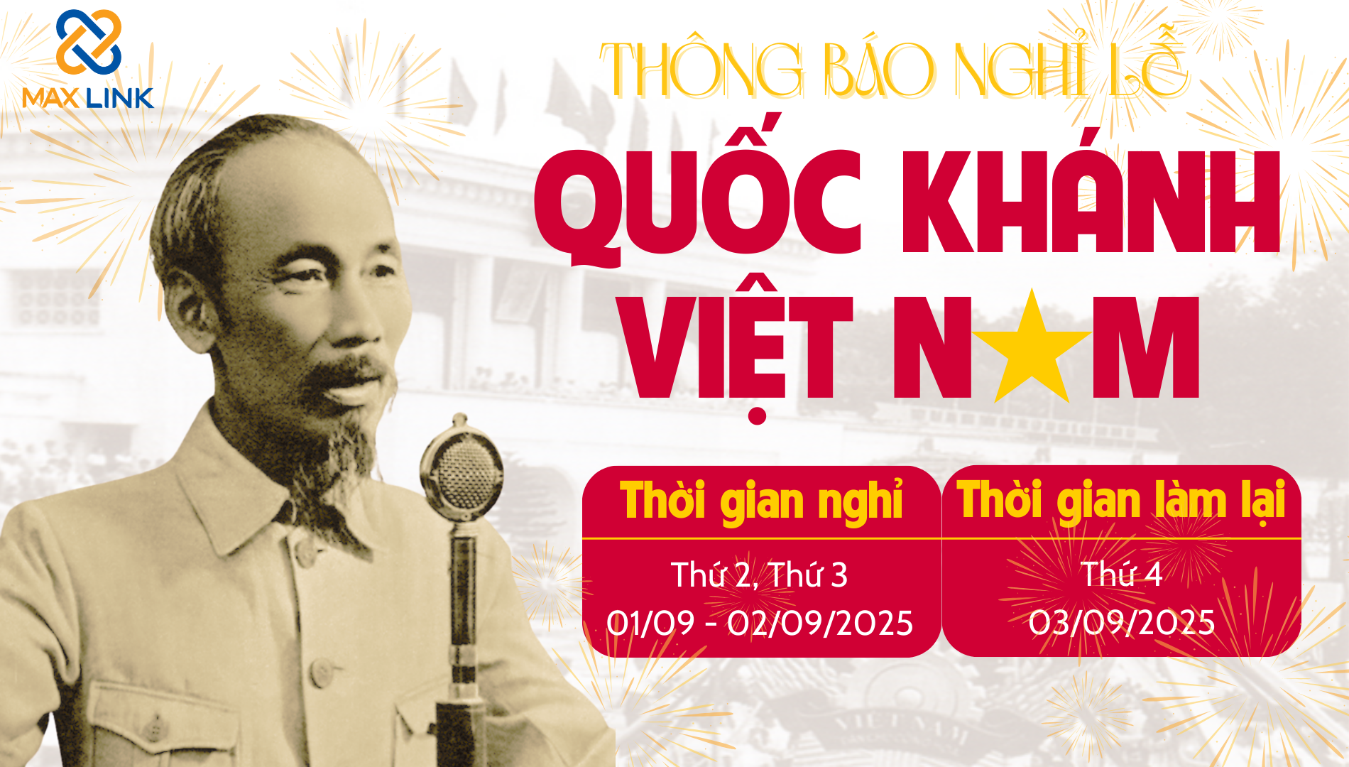 THÔNG BÁO NGHỈ LỄ QUỐC KHÁNH 2/9 THÔNG BÁO NGHỈ LỄ QUỐC KHÁNH 2/9