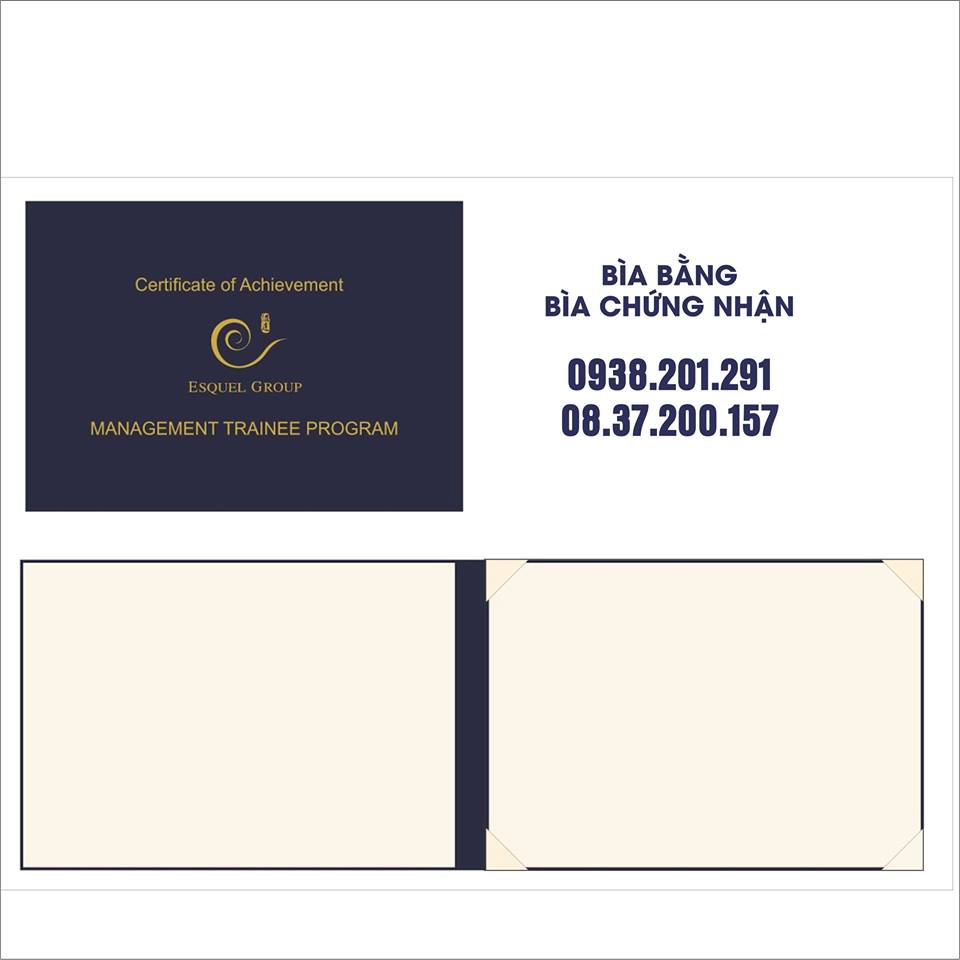 Bìa bằng tốt nghiệp trình ký kết chứng nhận đào tạo đẹp giá rẻ màu xanh dương đậm, kích thước A4 Bìa bằng tốt nghiệp trình ký kết chứng nhận đào tạo đẹp giá rẻ màu xanh dương đậm, kích thước A4
