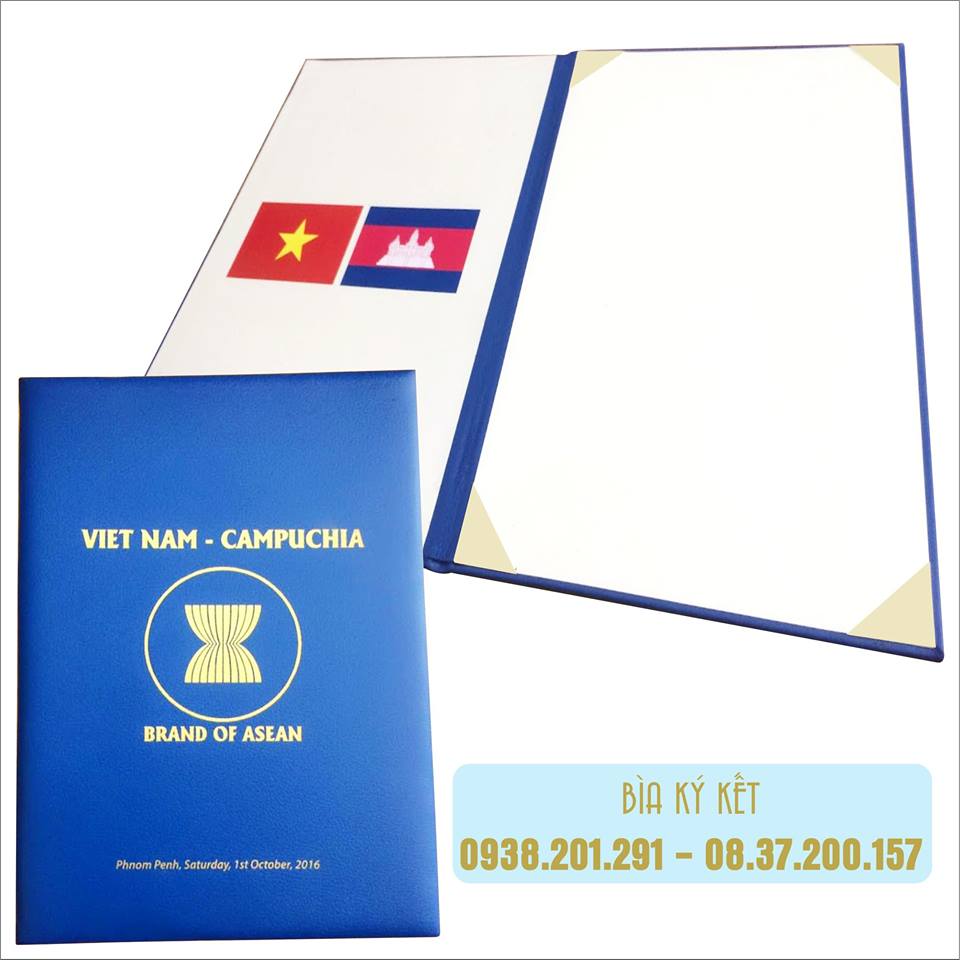 Bìa bằng tốt nghiệp trình ký kết chứng nhận đào tạo đẹp giá rẻ màu xanh dương