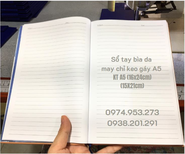Sổ tay may chỉ keo gáy màu xanh A5 Sổ tay may chỉ keo gáy màu xanh A5