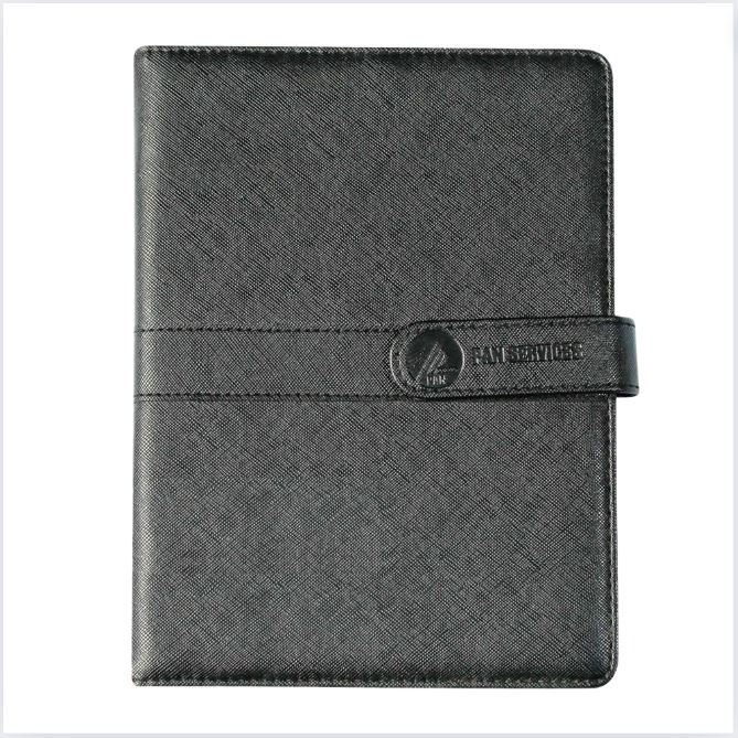 Sổ tay bìa da in logo Pan Services màu đen gân đẹp giá rẻ Sổ tay bìa da in logo Pan Services màu đen gân đẹp giá rẻ