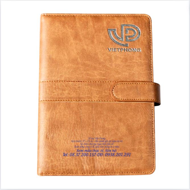 Sổ tay bìa da in logo màu vàng da bò Việt Phong Sổ tay bìa da in logo màu vàng da bò Việt Phong