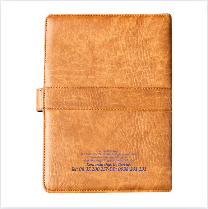 Sổ tay bìa da in logo màu vàng da bò Việt Phong Sổ tay bìa da in logo màu vàng da bò Việt Phong