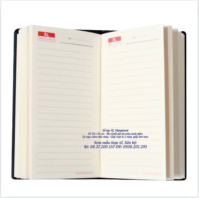 Sổ tay bìa da cỡ nhỏ mini in logo XL Manpower Sổ tay bìa da cỡ nhỏ mini in logo XL Manpower