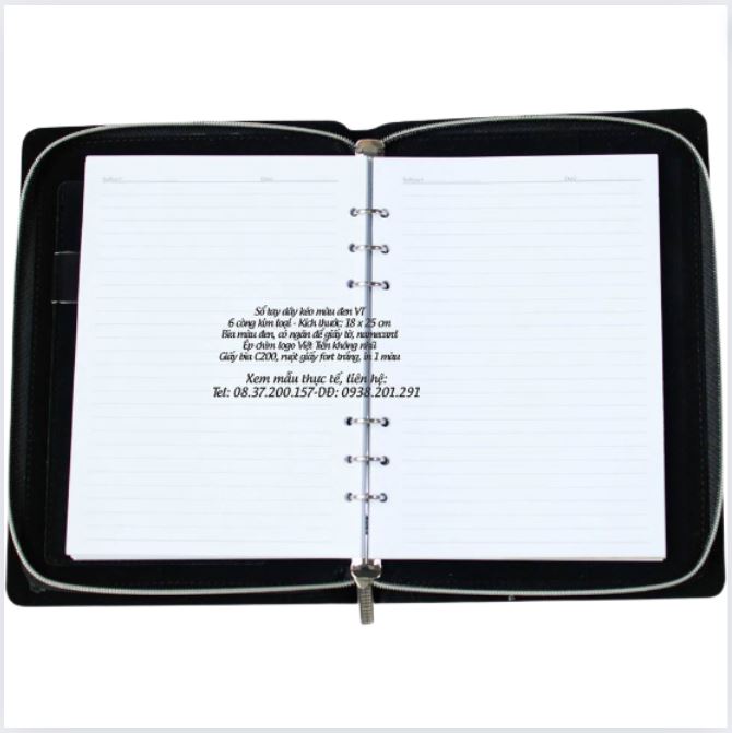 Sổ tay bìa da cao cấp dây kéo Việt Tiến in logo Sổ tay bìa da cao cấp dây kéo Việt Tiến in logo