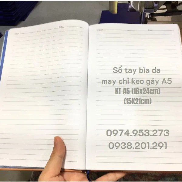 Sổ tay may chỉ keo gáy màu xanh A5 - Vietsun Corporation