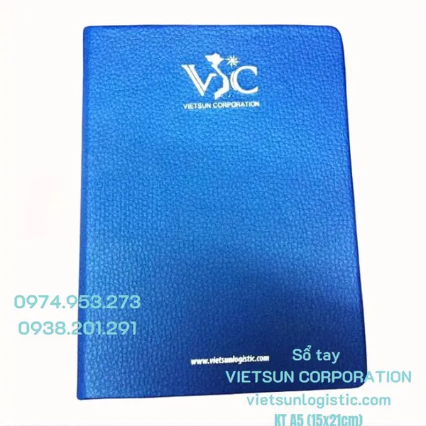 Sổ tay may chỉ keo gáy màu xanh A5 - Vietsun Corporation