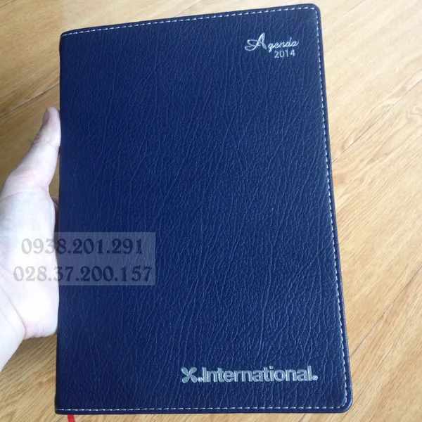 Sổ tay bìa da dán gáy A5 đẹp xanh dương đậm