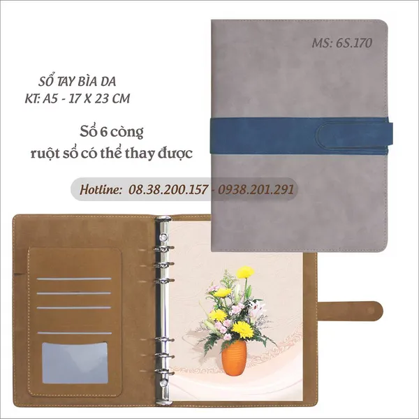 Sổ tay bìa giả da cao cấp 2017 - MS 6S.170