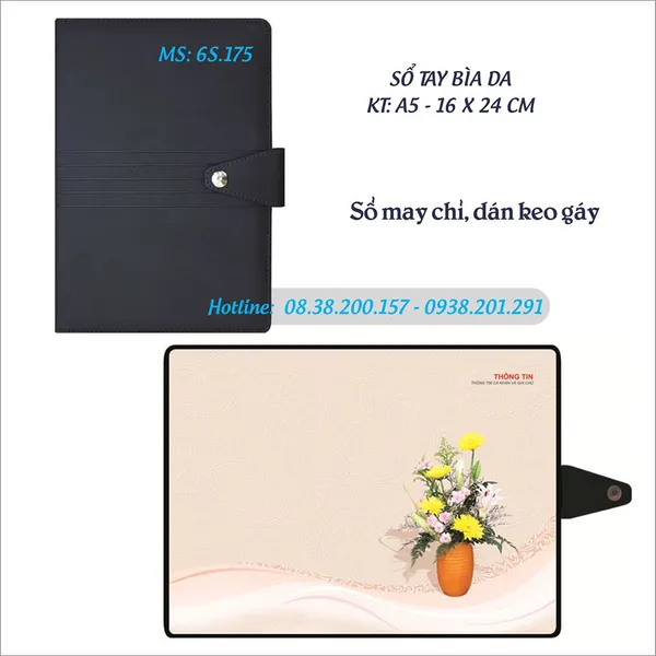 Sổ tay bìa giả da gáy may chỉ  2017 - MS 6S.175