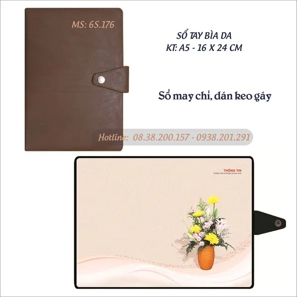 Sổ tay bìa giả da gáy may chỉ 2017 - MS 6S.176